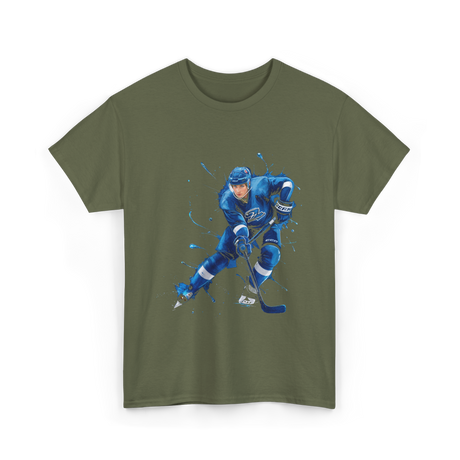 Ice Hockey Player Hockey Sports T-Shirt - Military Green