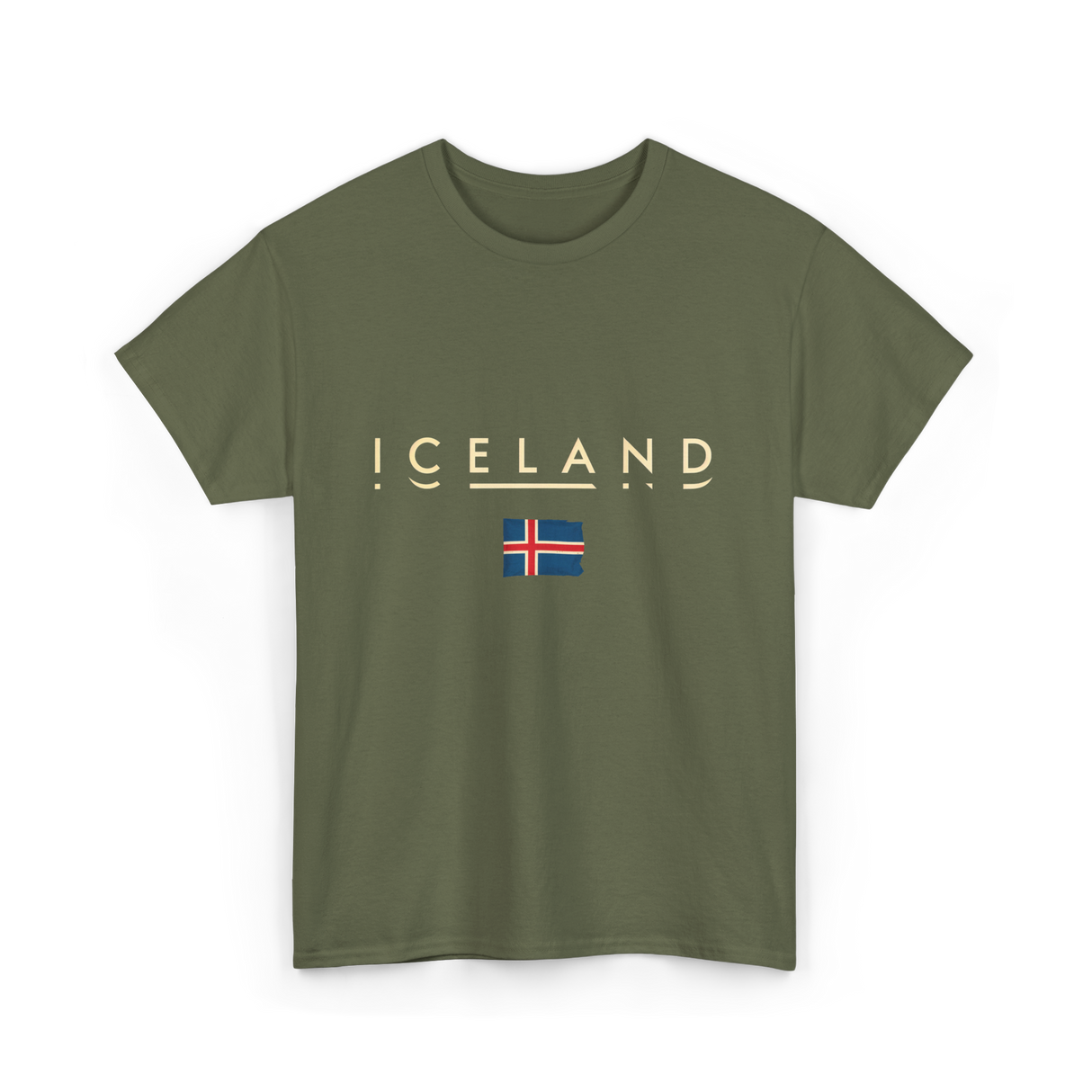 Iceland Flag Iceland T-Shirt - Military Green