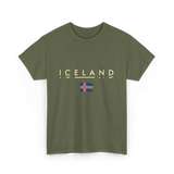 Iceland Flag Iceland T-Shirt - Military Green