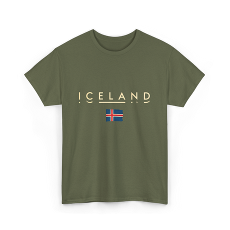 Iceland Flag Iceland T-Shirt - Military Green