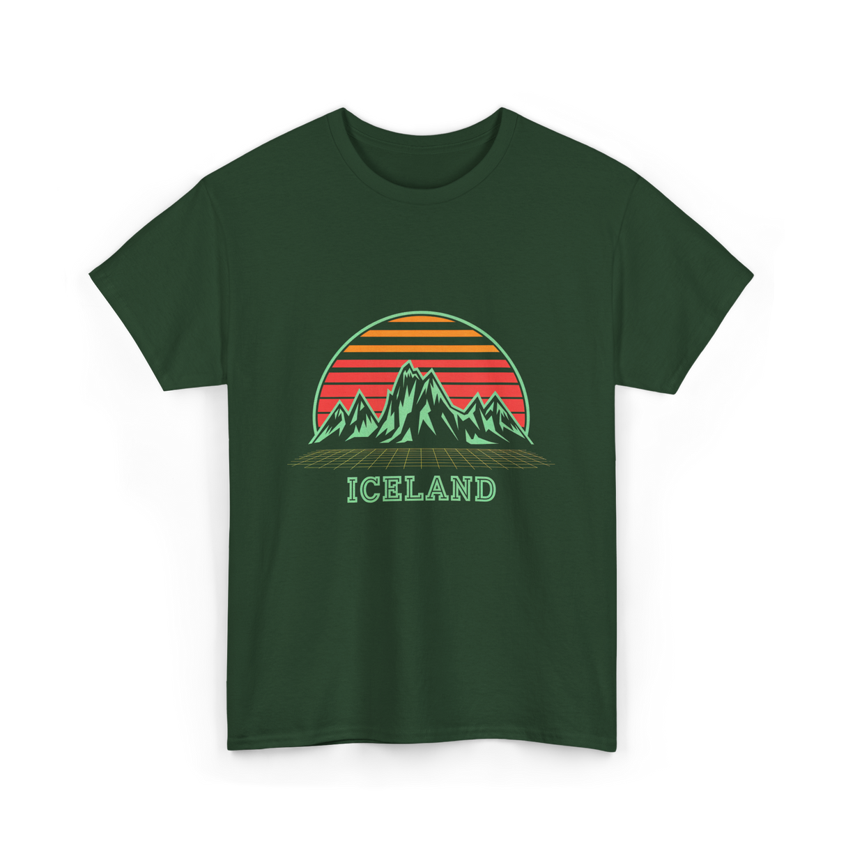 Iceland Mountain Landscape T-Shirt - Forest Green