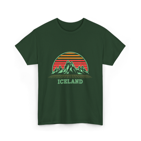 Iceland Mountain Landscape T-Shirt - Forest Green