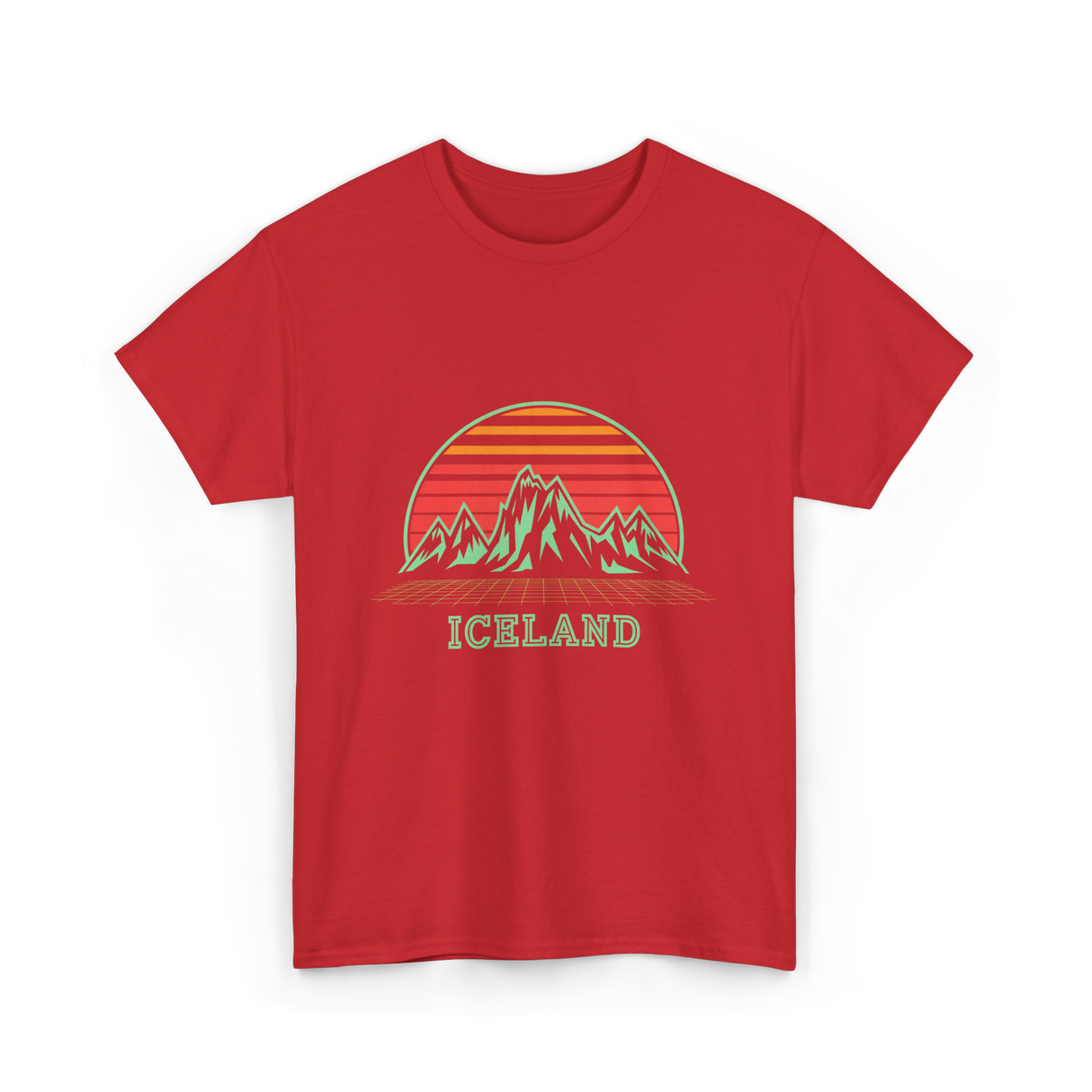 Iceland Mountain Landscape T-Shirt - Red