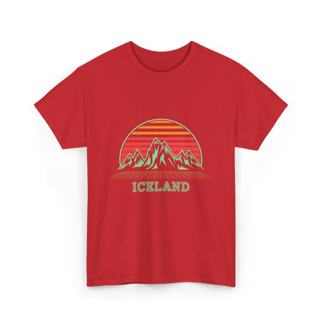 Iceland Mountain Landscape T-Shirt - Red