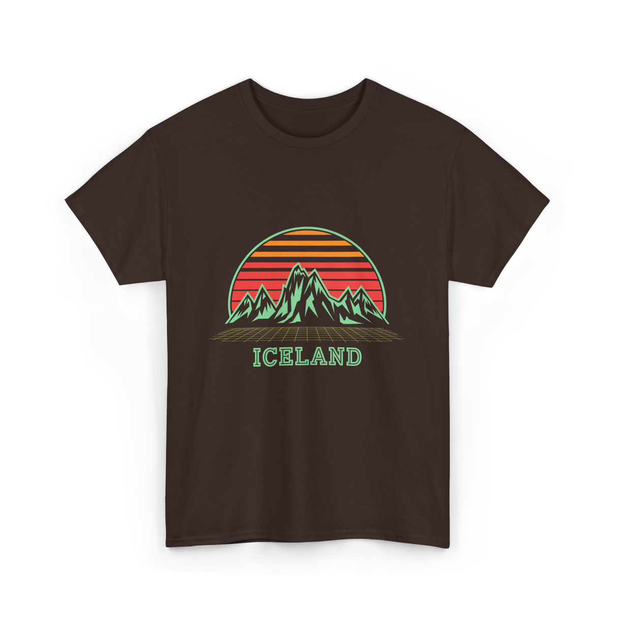 Iceland Mountain Landscape T-Shirt - Dark Chocolate