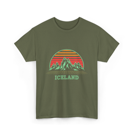 Iceland Mountain Landscape T-Shirt - Military Green