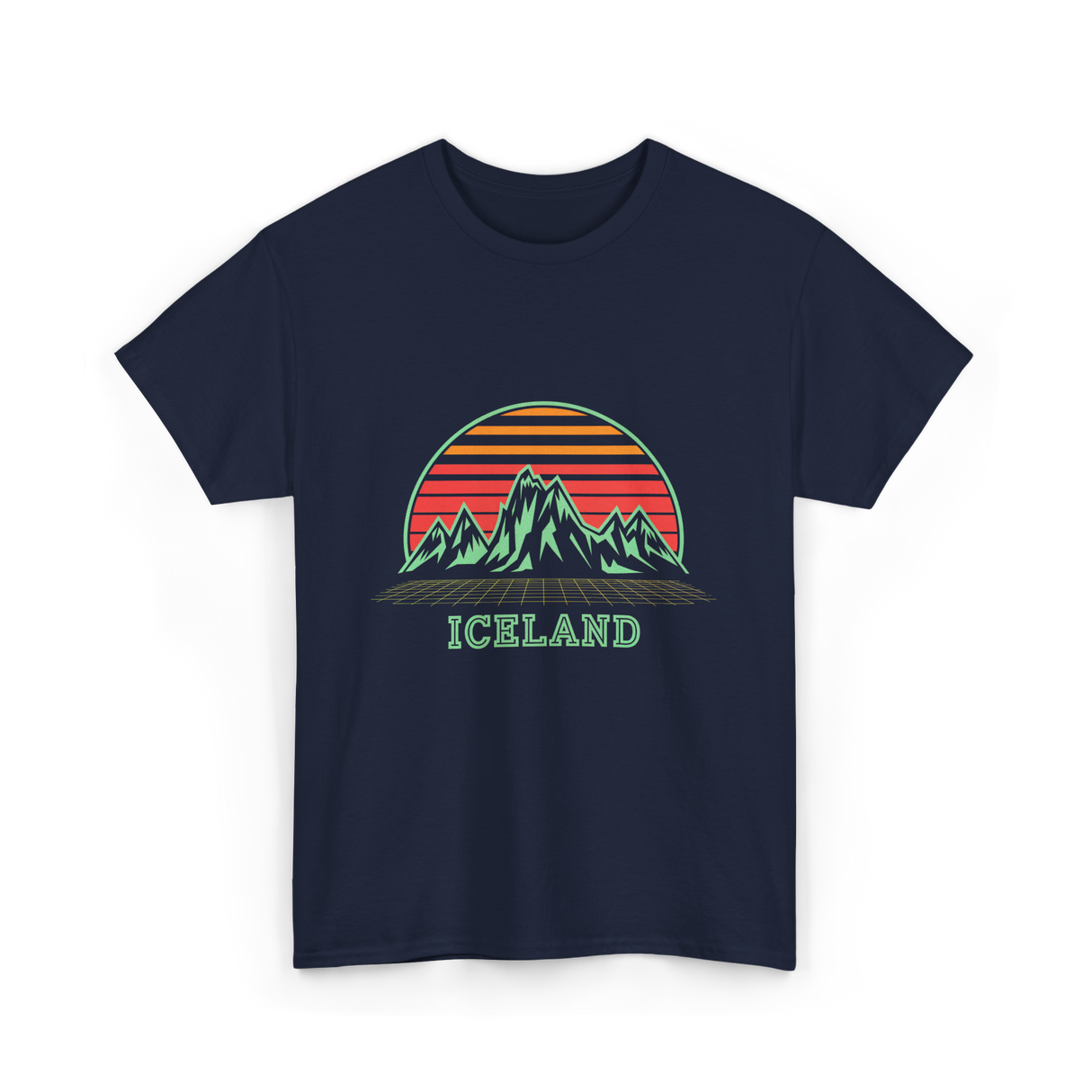 Iceland Mountain Landscape T-Shirt - Navy