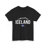 Iceland Mountains Icelandic Flag T-Shirt - Black