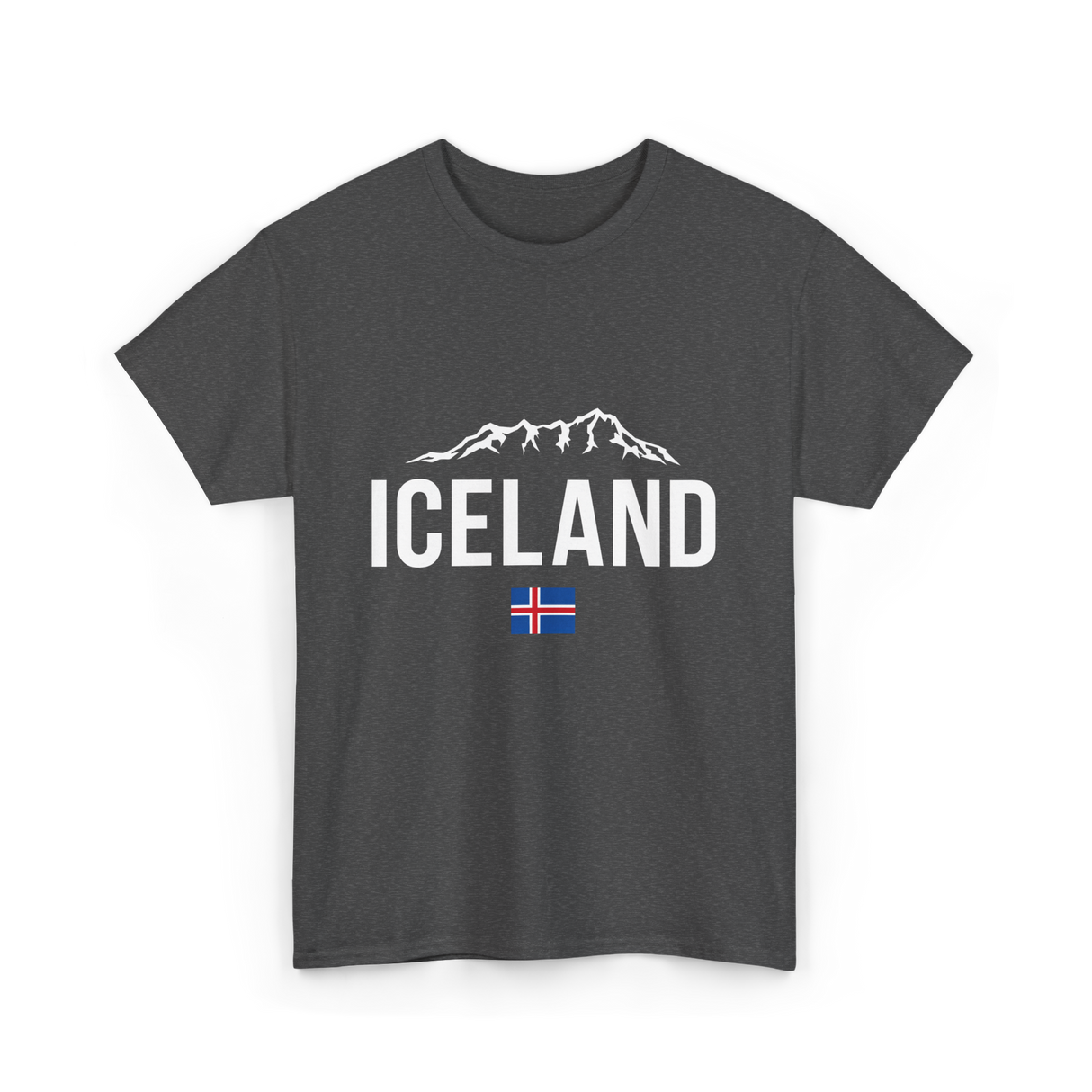 Iceland Mountains Icelandic Flag T-Shirt - Dark Heather