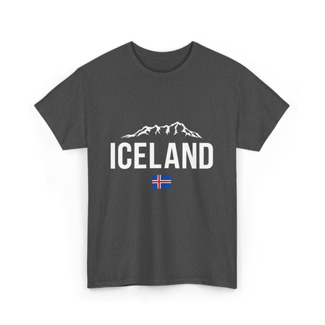 Iceland Mountains Icelandic Flag T-Shirt - Dark Heather