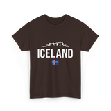 Iceland Mountains Icelandic Flag T-Shirt - Dark Chocolate