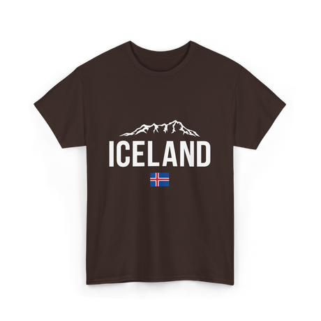 Iceland Mountains Icelandic Flag T-Shirt - Dark Chocolate