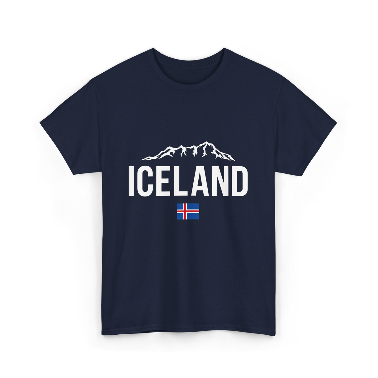 Iceland Mountains Icelandic Flag T-Shirt - Navy