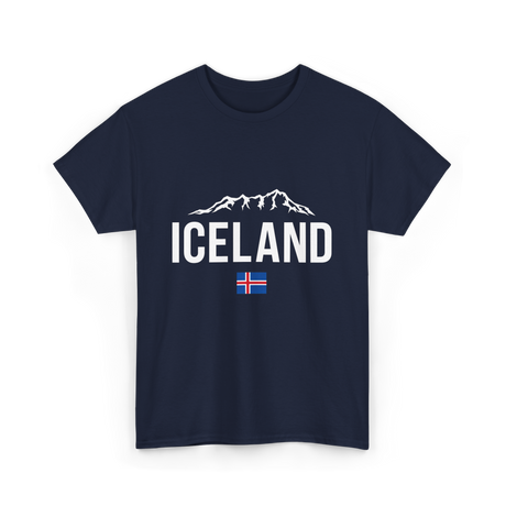 Iceland Mountains Icelandic Flag T-Shirt - Navy