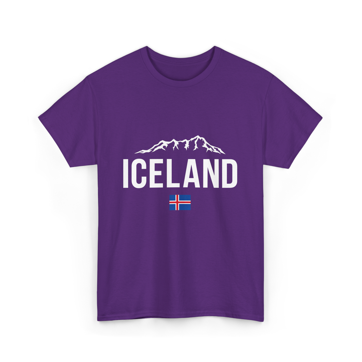 Iceland Mountains Icelandic Flag T-Shirt - Purple