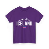 Iceland Mountains Icelandic Flag T-Shirt - Purple