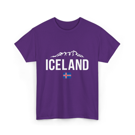 Iceland Mountains Icelandic Flag T-Shirt - Purple