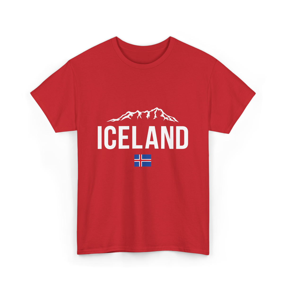 Iceland Mountains Icelandic Flag T-Shirt - Red