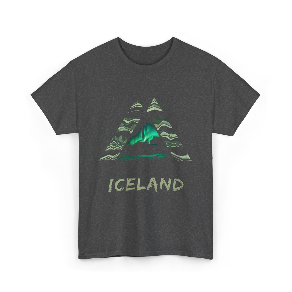 Iceland Northern Lights Nature T-Shirt - Dark Heather