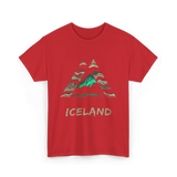 Iceland Northern Lights Nature T-Shirt - Red