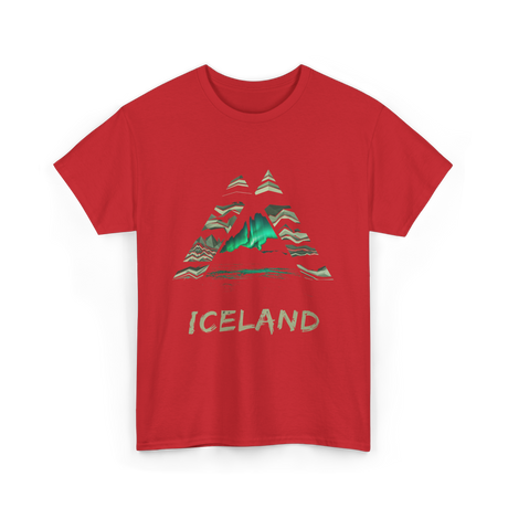 Iceland Northern Lights Nature T-Shirt - Red