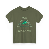 Iceland Northern Lights Nature T-Shirt - Military Green