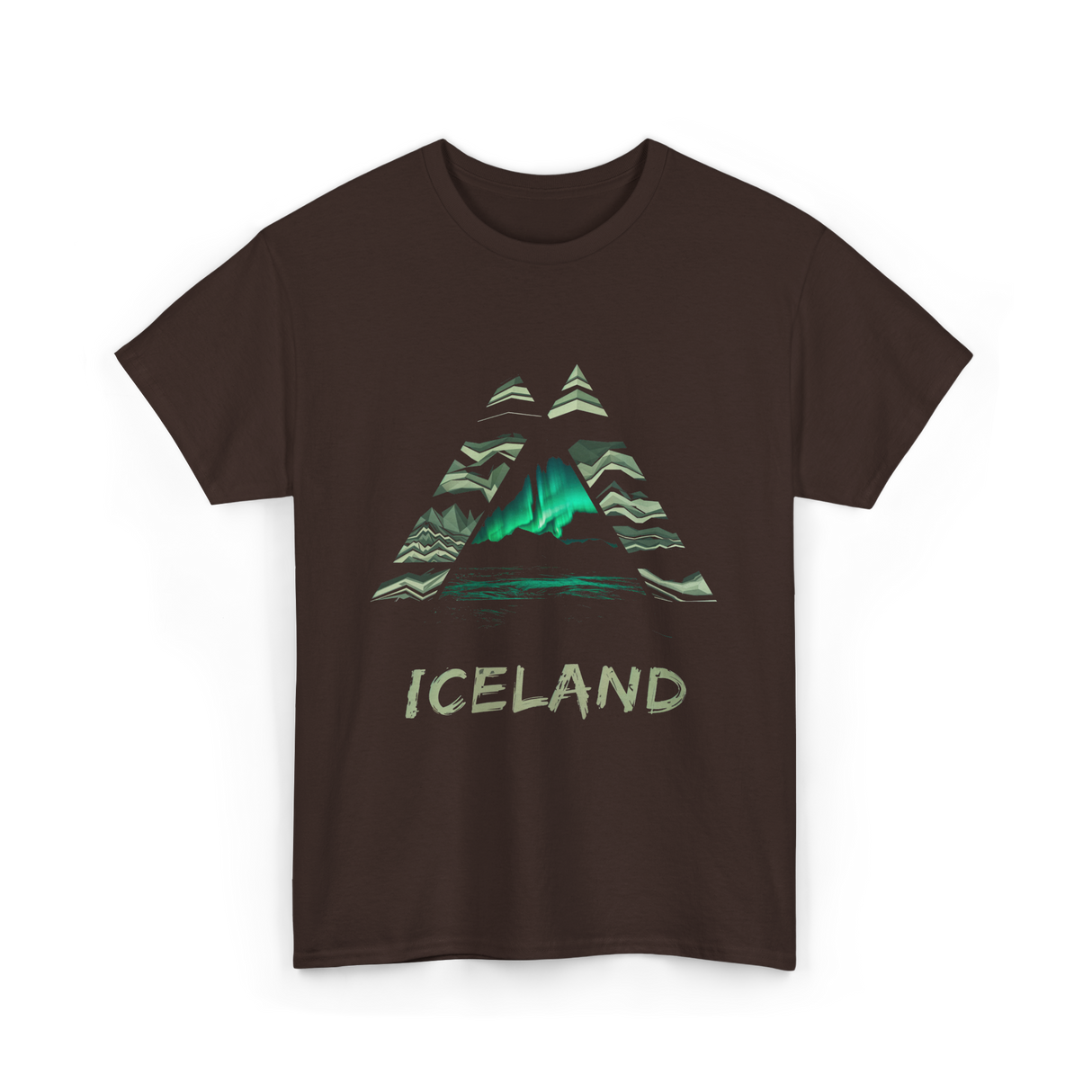 Iceland Northern Lights Nature T-Shirt - Dark Chocolate