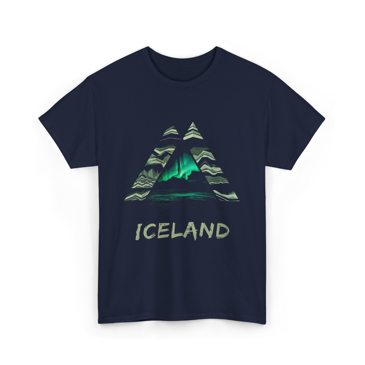 Iceland Northern Lights Nature T-Shirt - Navy