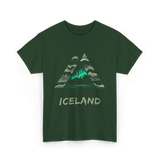 Iceland Northern Lights Nature T-Shirt - Forest Green