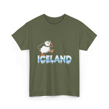 Iceland Puffin Bird Animal Lover T-Shirt - Military Green