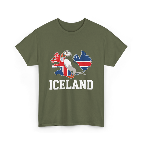 Iceland Puffin T-Shirt - Military Green