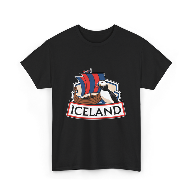 Iceland Puffin Viking T-Shirt - Black