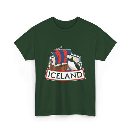 Iceland Puffin Viking T-Shirt - Forest Green