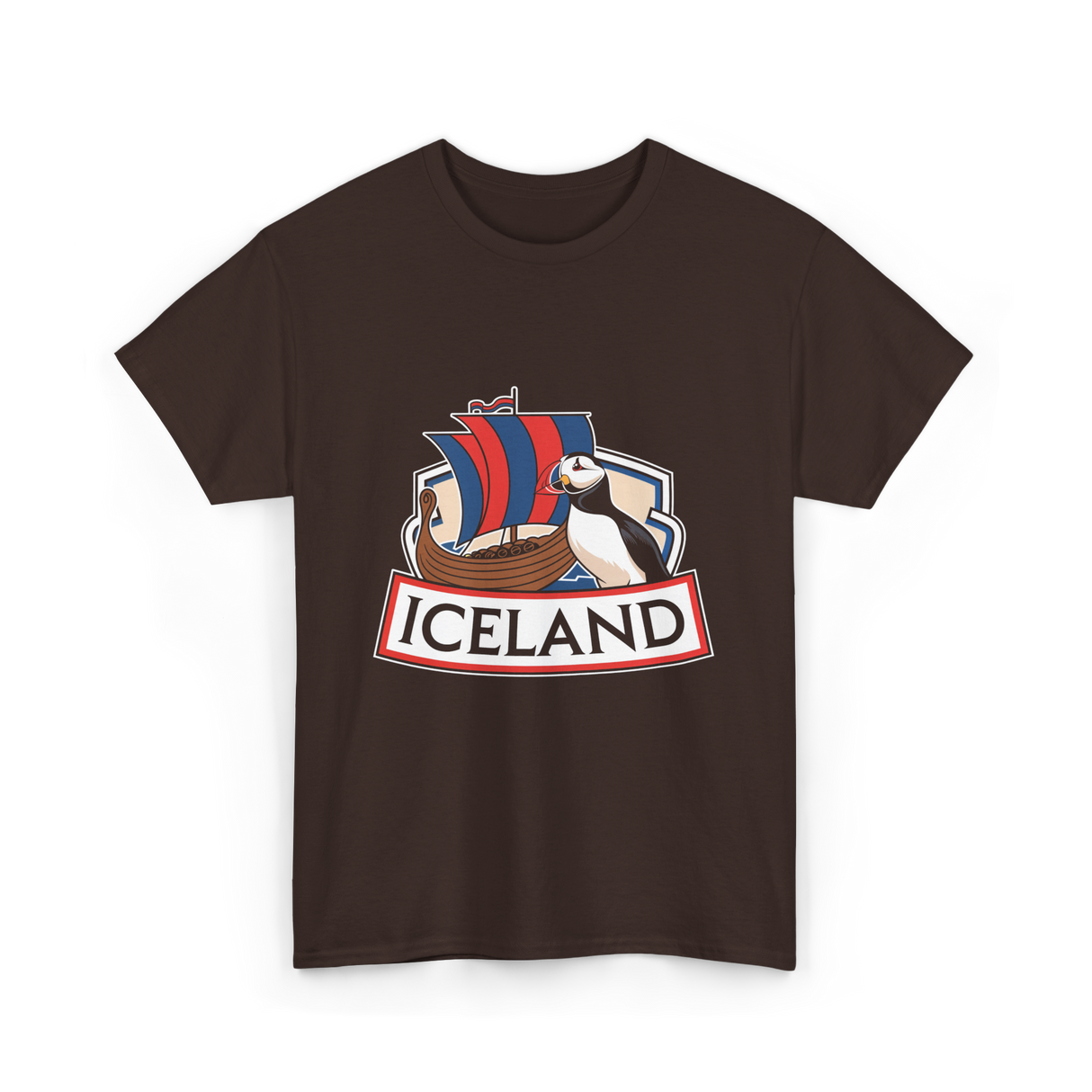 Iceland Puffin Viking T-Shirt - Dark Chocolate