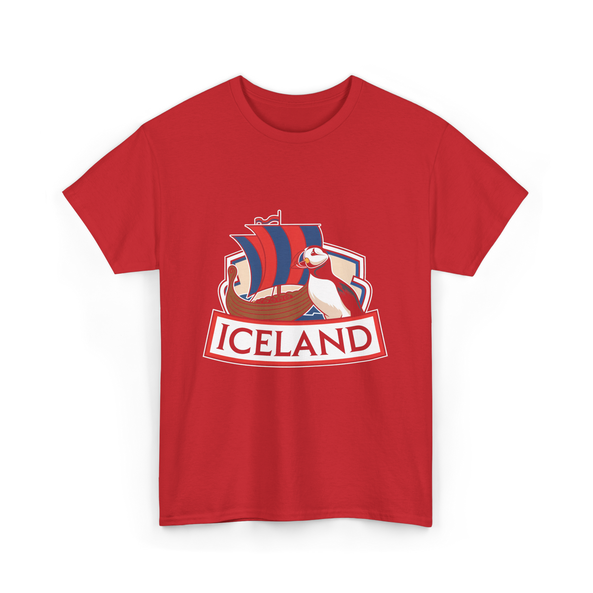 Iceland Puffin Viking T-Shirt - Red