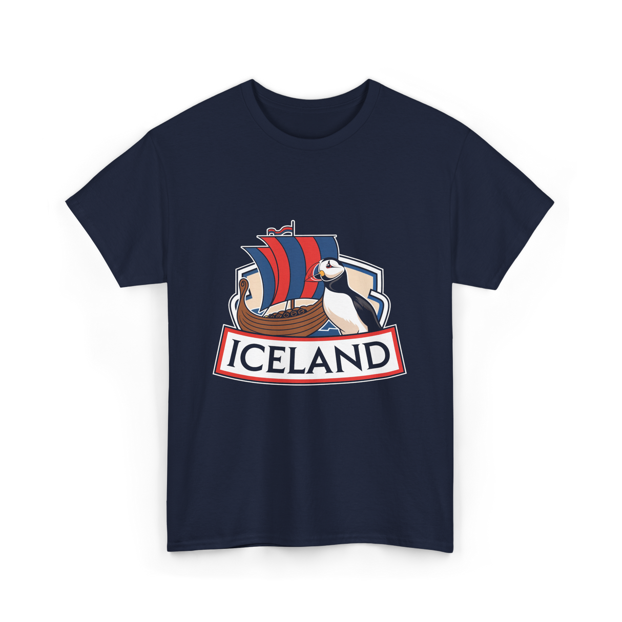 Iceland Puffin Viking T-Shirt - Navy