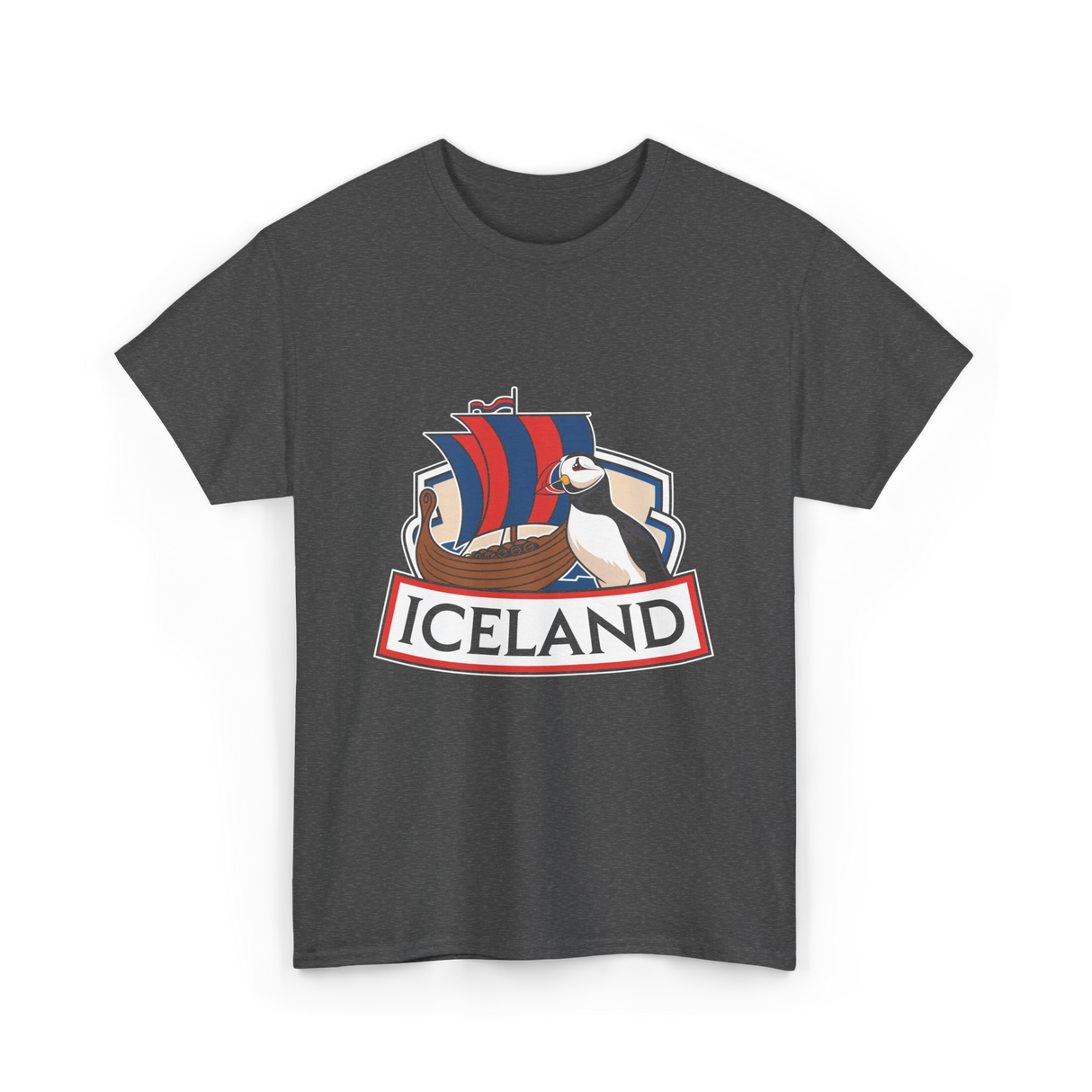 Iceland Puffin Viking T-Shirt - Dark Heather