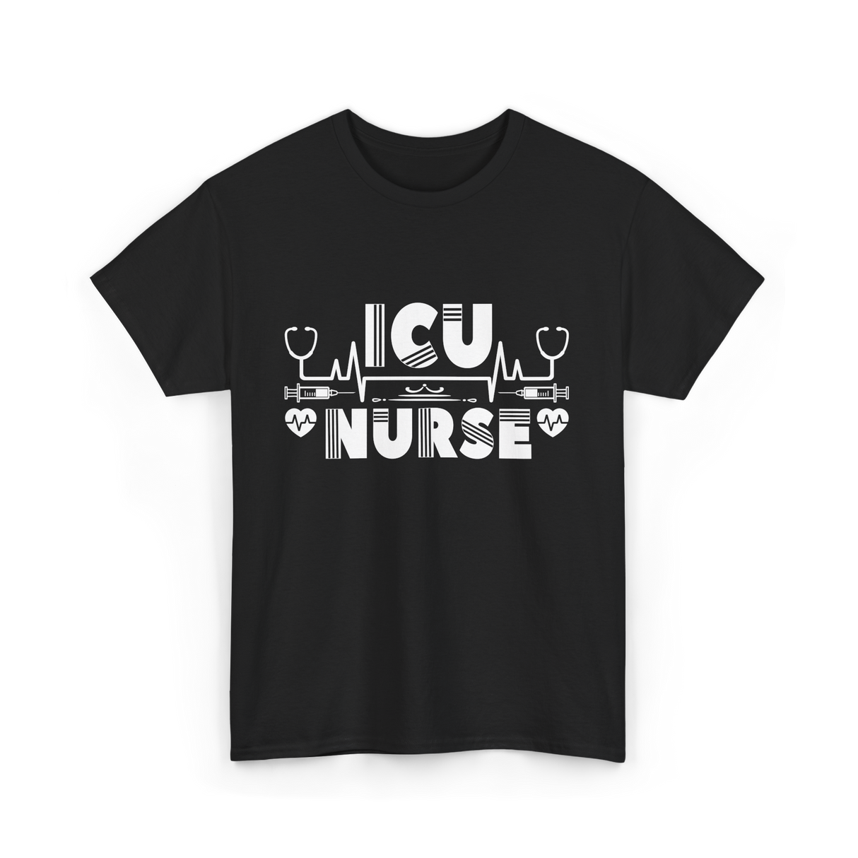 ICU Nurse Nursing Healthcare T-Shirt - Black