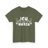 ICU Nurse Nursing Healthcare T-Shirt - Military Green