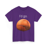 I'd Go Mars Space Exploration T-Shirt - Purple