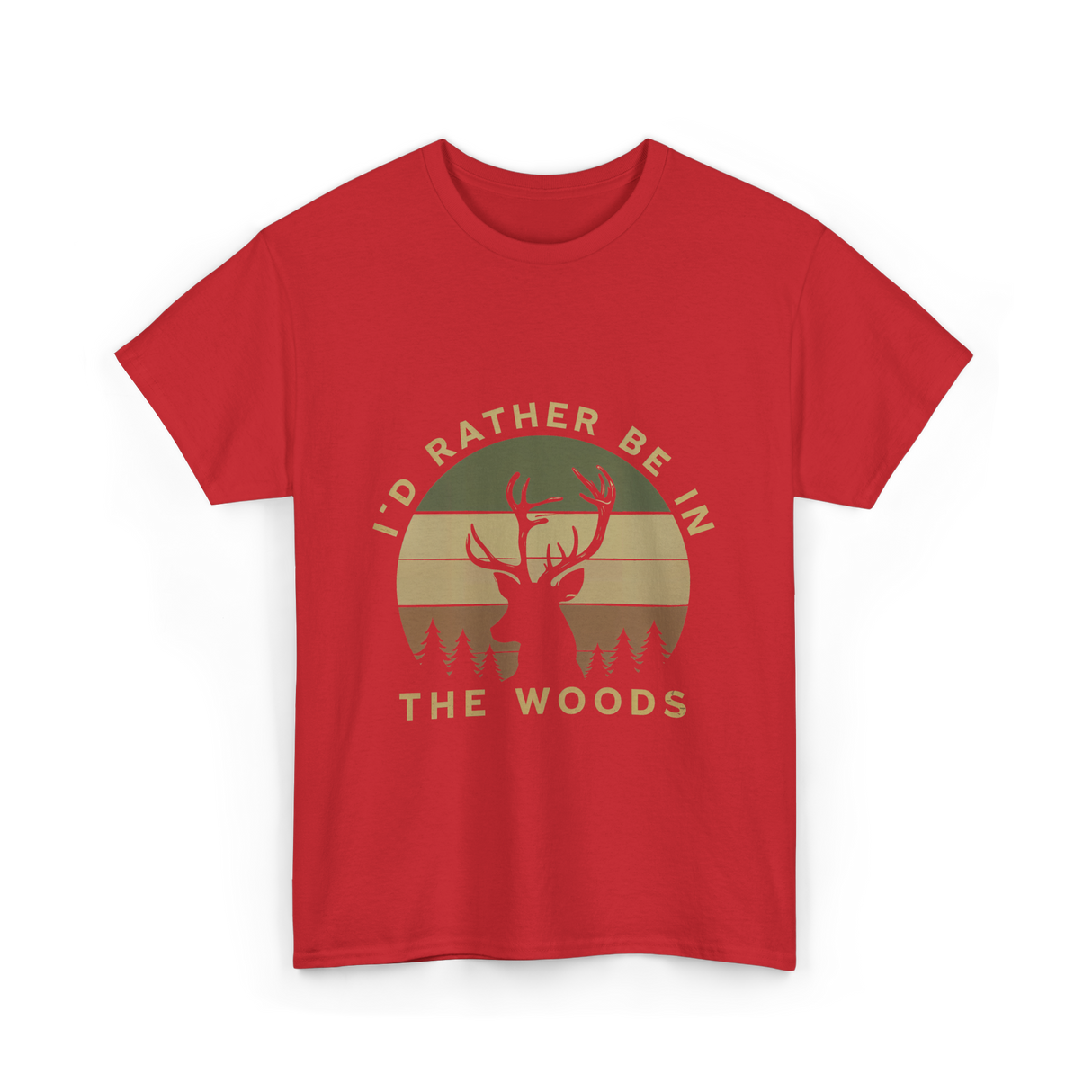 I'd Rather Be In Woods Hunting T-Shirt - Red