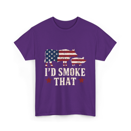 I'd Smoke That BBQ Grill T-Shirt - Purple