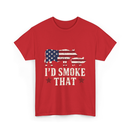 I'd Smoke That BBQ Grill T-Shirt - Red
