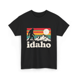 Idaho Bigfoot Retro Mountains T-Shirt - Black