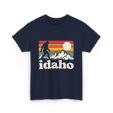 Idaho Bigfoot Retro Mountains T-Shirt - Navy