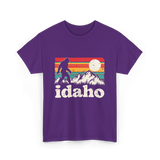 Idaho Bigfoot Retro Mountains T-Shirt - Purple