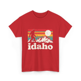 Idaho Bigfoot Retro Mountains T-Shirt - Red