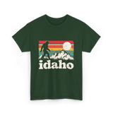 Idaho Bigfoot Retro Mountains T-Shirt - Forest Green