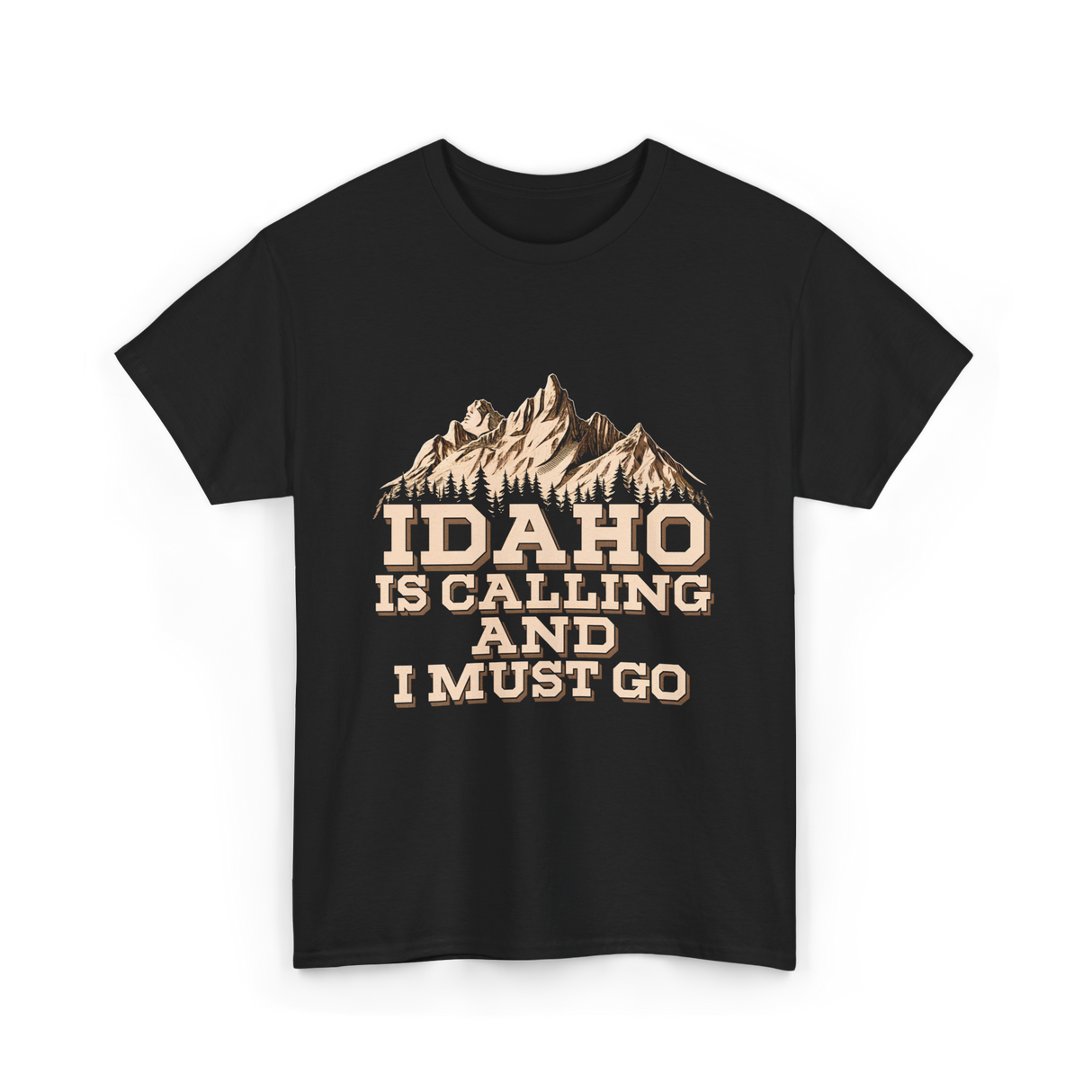 Idaho Is Calling Idaho Mountains T-Shirt - Black