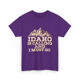 Idaho Is Calling Idaho Mountains T-Shirt - Purple